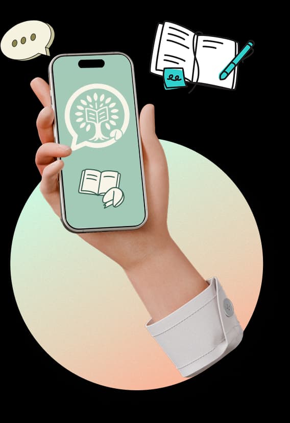 Izi premium banner image with hand holding a phone, on the screen there is the logo of the app